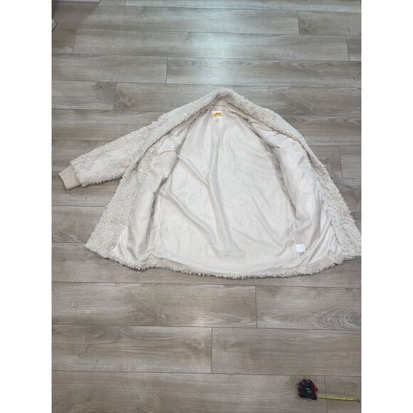C&C California Faux Fur Teddy Bear Fuzzy Lined Coat Winter Jacket Cream Size L - Picture 15 of 16